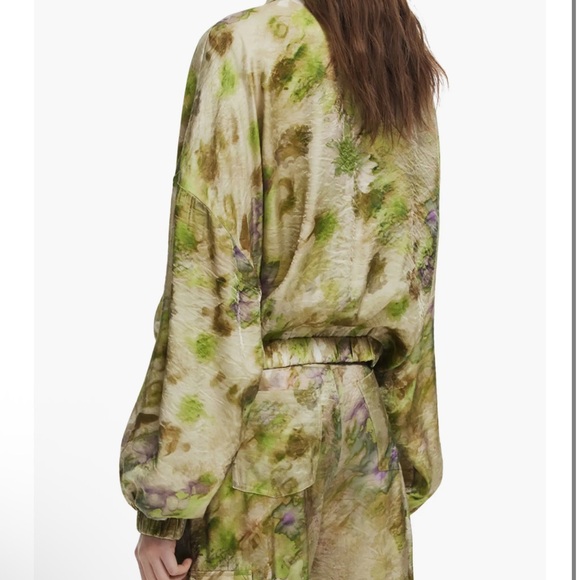 Desigual Abstract Floral Bomber Olive Green Tie-Dye Bomber Jacket - Picture 14 of 16
